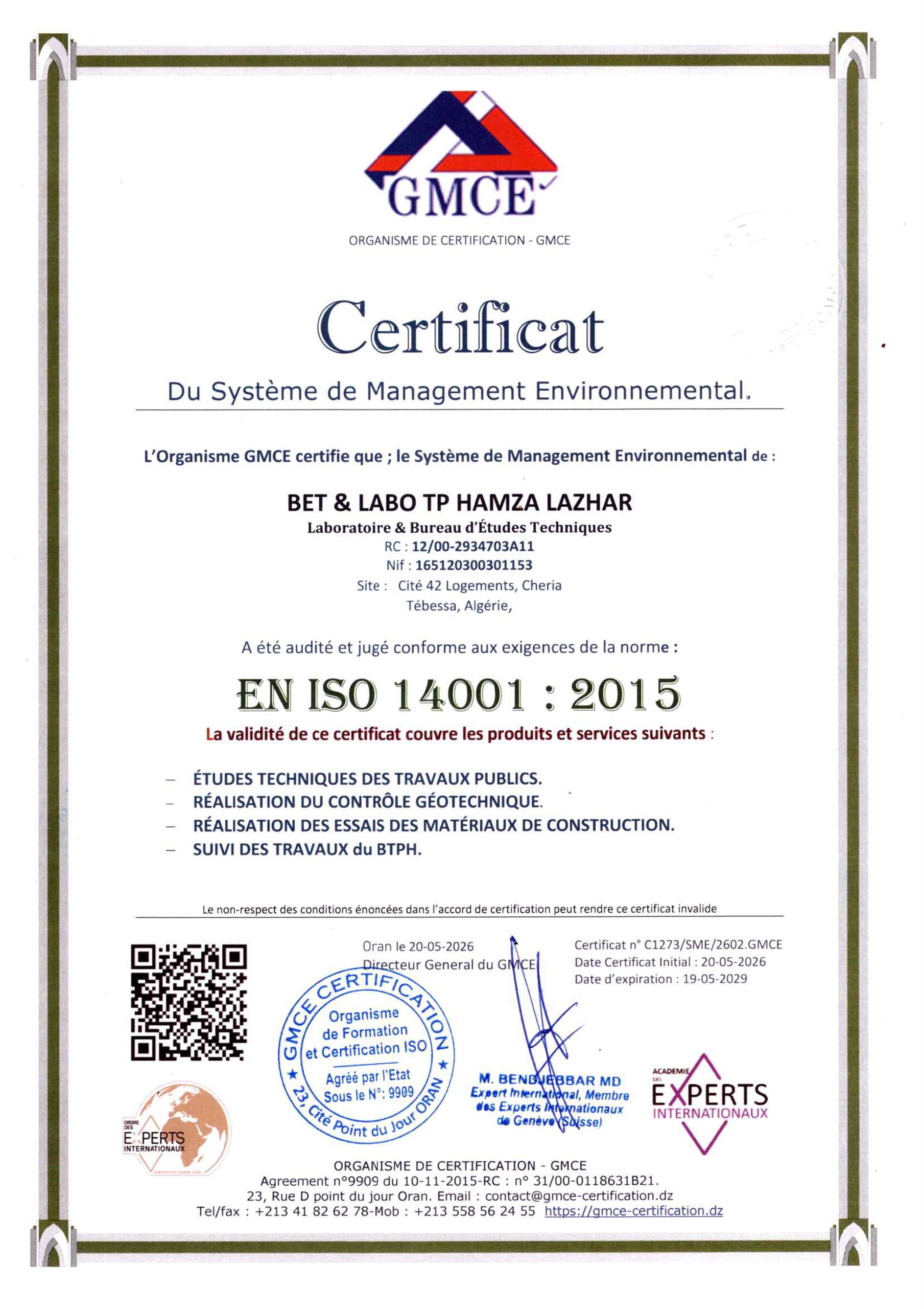 BET & LABO TP HAMZA LAZHAR
